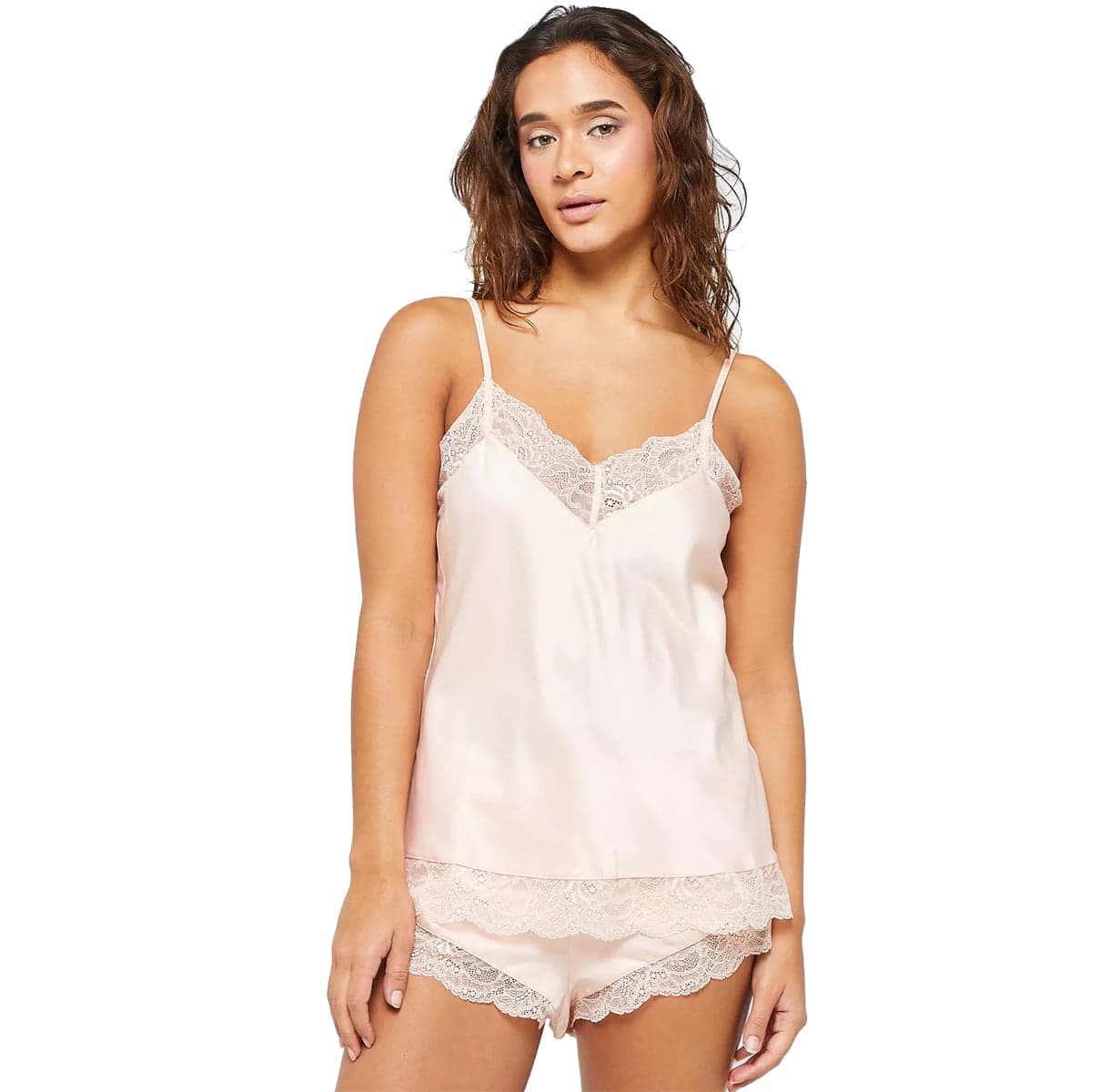 Caprisious Satin Lace Trim Pajama Sets