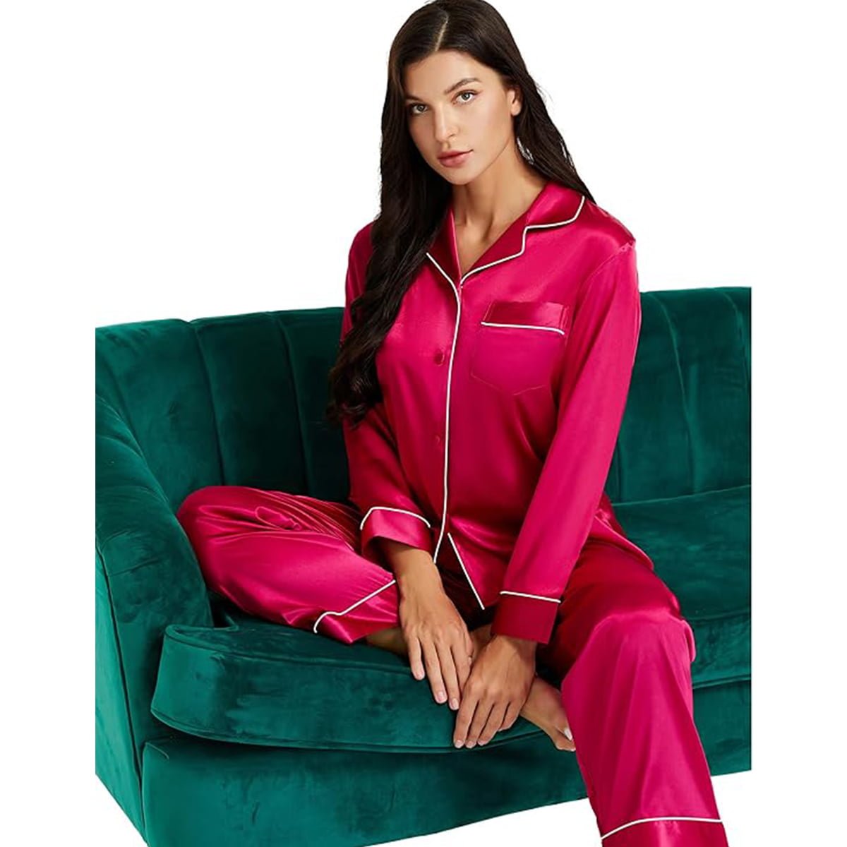 Women's Full Sleeve Silk Satin Pajama Set image 3