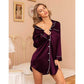 Satin Long Sleeve Sleep Nightshirt Pajama Top Wineberry image 1