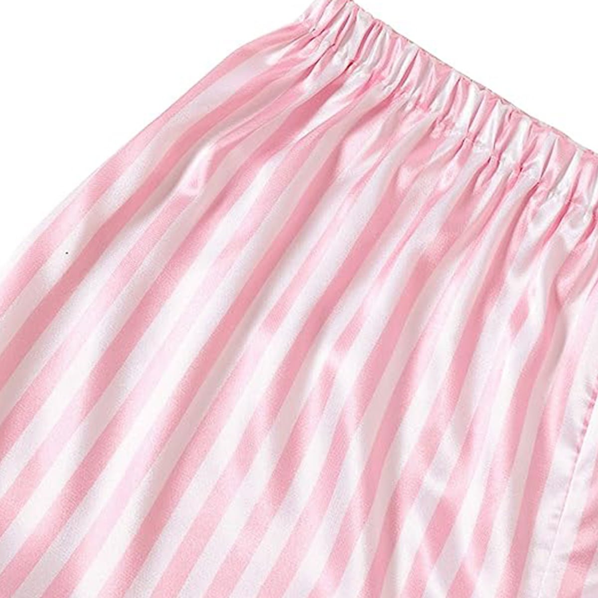 Women's Satin Pajama Short Sleeve Pink top and Shorts Set image 2