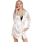 Satin Long Sleeve Sleep Nightshirt Pajama Top White image 0