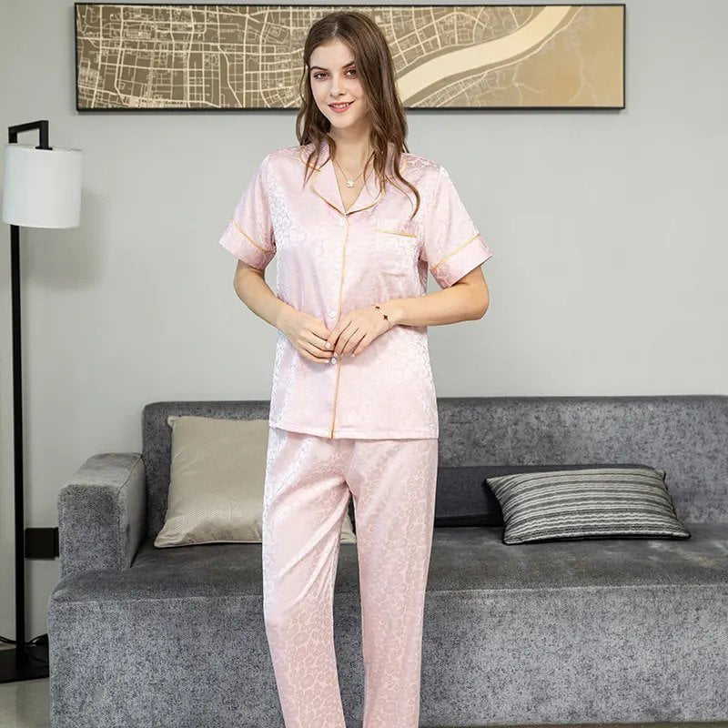 Luxury Redefined: Indulge in with Our High-End Satin Silk Pajama Set image 0