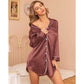 Satin Long Sleeve Sleep Nightshirt Pajama Top Nostalgia Rose image 1