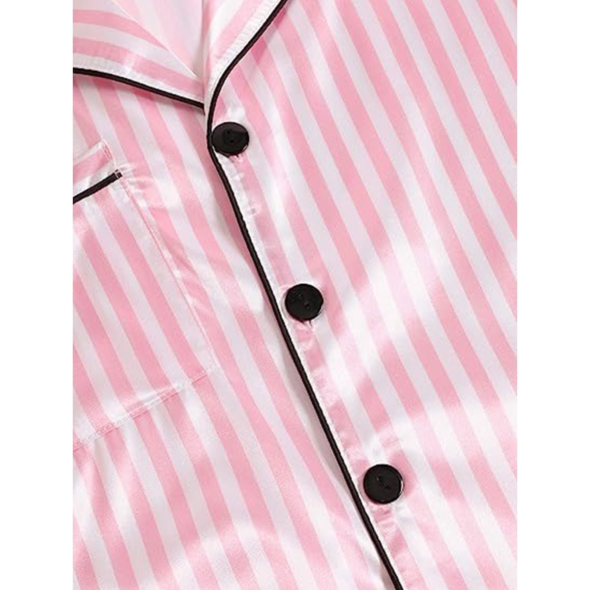 Women's Satin Pajama Short Sleeve Pink top and Shorts Set image 4