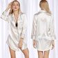 Satin Long Sleeve Sleep Nightshirt Pajama Top White image 6