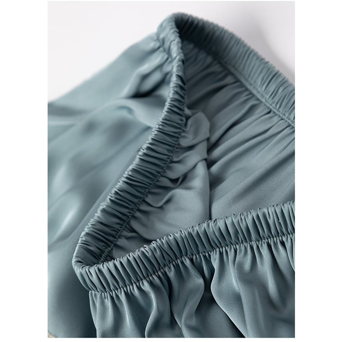 Gray Blue Sexy Sleeveless Satin Colorblock Short Sets image 5