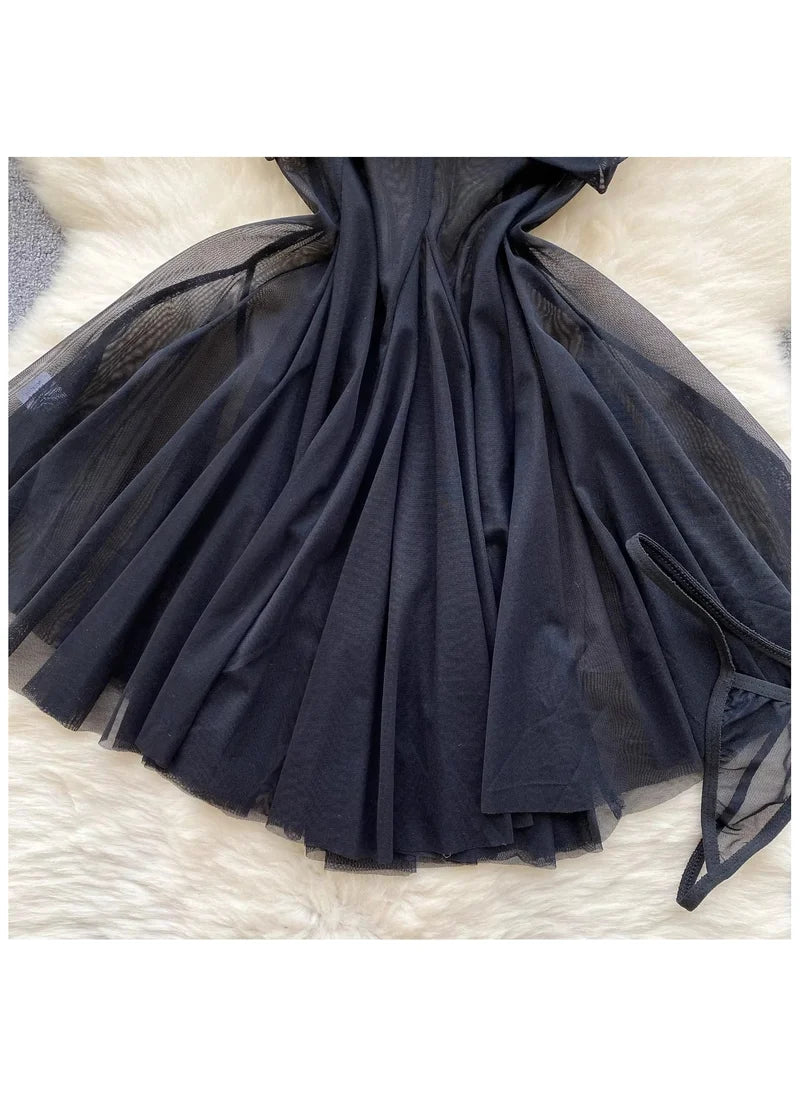 Short Evening Dress with Pleats and Floral Detail Nightgown Sleepwear for Women image 3