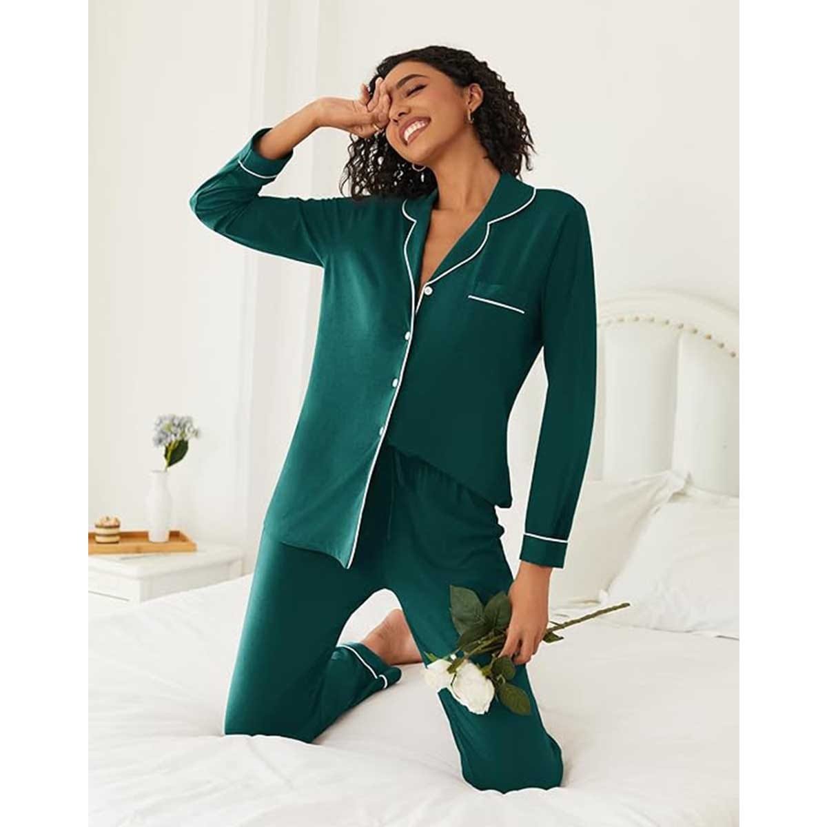 Soft Cotton Pajama Set Green image 5