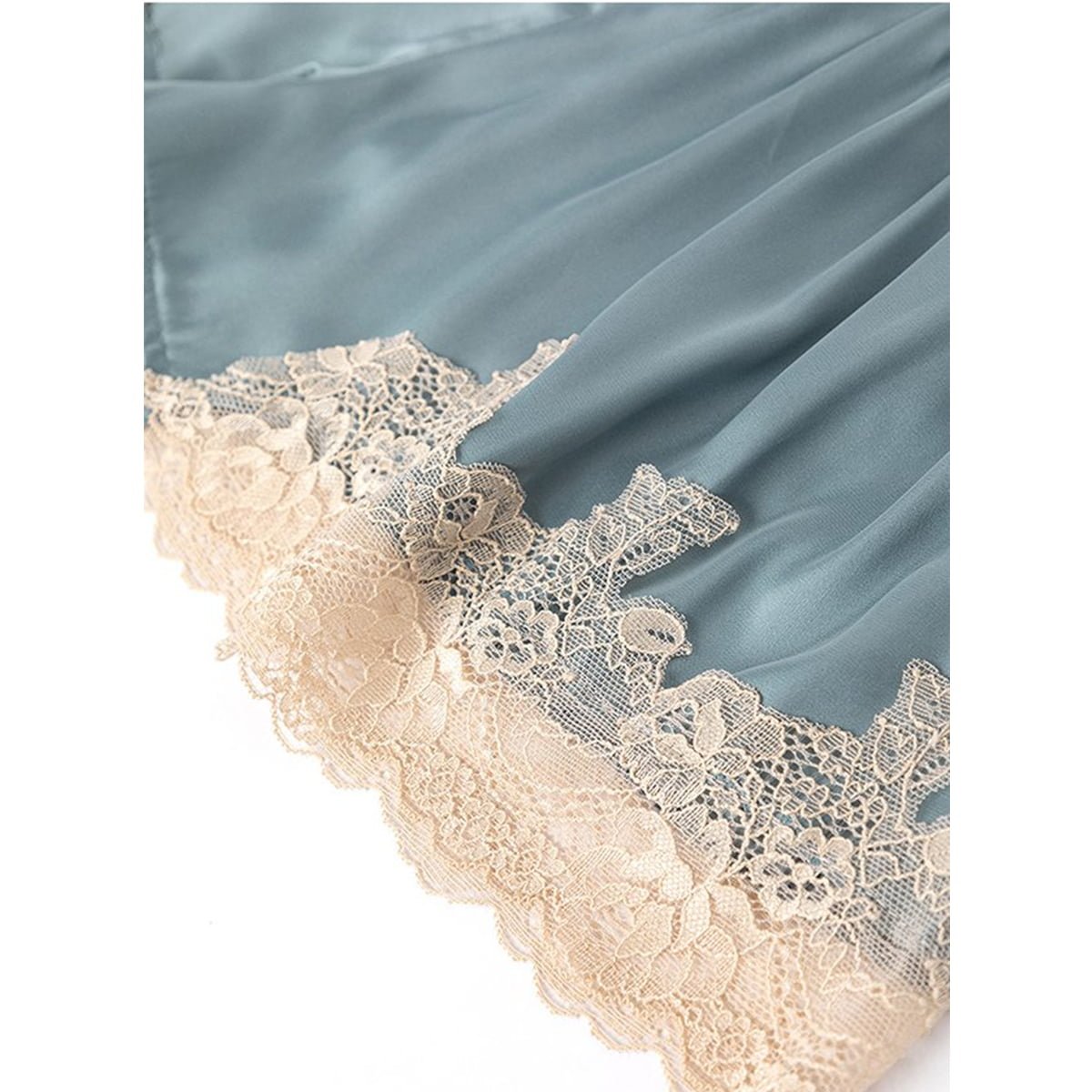 Gray Blue Sexy Sleeveless Satin Colorblock Short Sets image 4