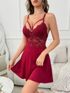 Women's Burgundy Lace Nightdress – Elegant V-Neck Sleeveless Sleepwear image 0