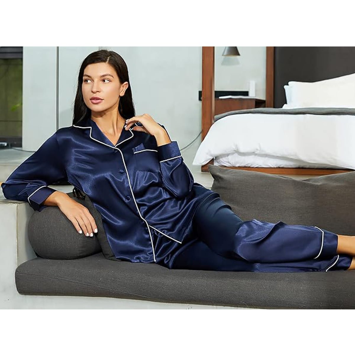 Women's Full Sleeve Silk Satin Pajama Set image 3