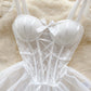 Elegant Lace Corset Dress with Adjustable Straps and Matching Bottoms image 1