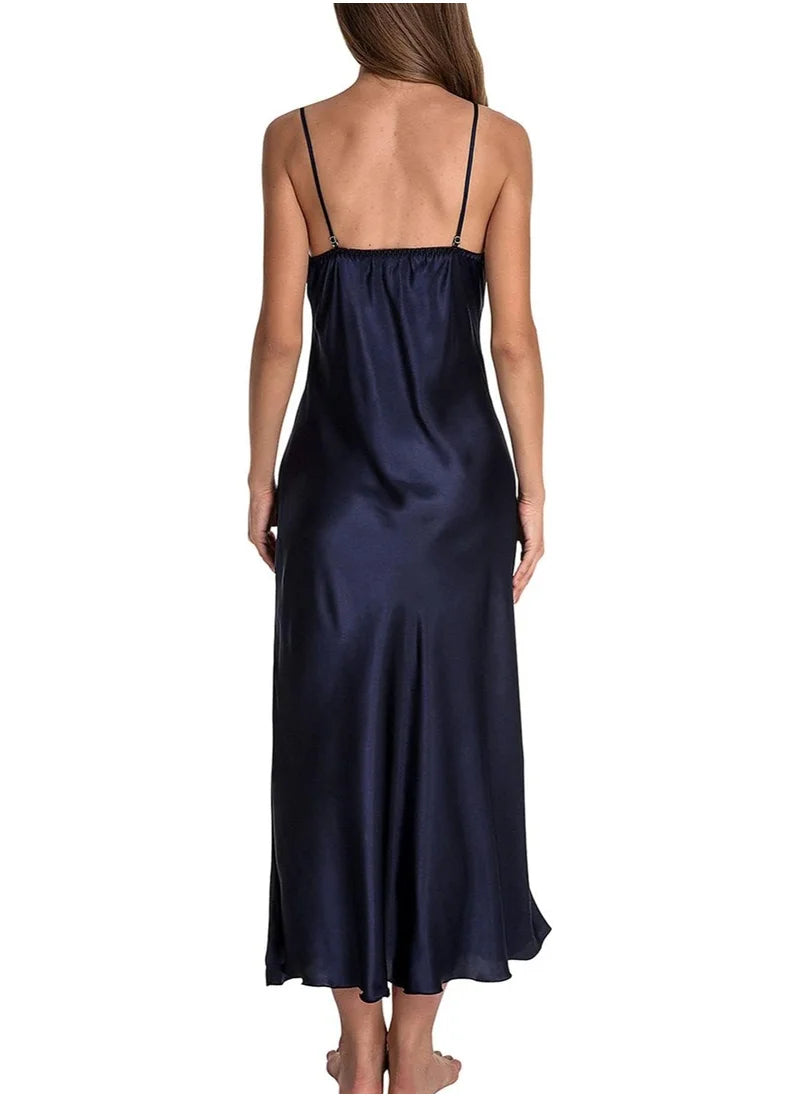 Satin Nightgown Dress with Silk Lace Sleeveless Long Chemise – Elegant Lingerie Sleepwear for Women image 5