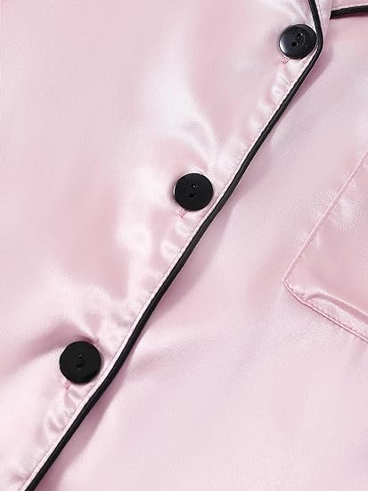 Women’s Satin Pajama Short Sleeve Baby Pink top and Shorts Set image 2