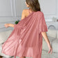 Women's Blush Pink Lace Nightdress with Sheer Robe – Soft Elegant Sleepwear Set image 1