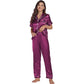 Women's Silk Satin Pyjama Set in Regal Purple – Short Sleeve image 6