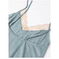 Gray Blue Sexy Sleeveless Satin Colorblock Short Sets image 3