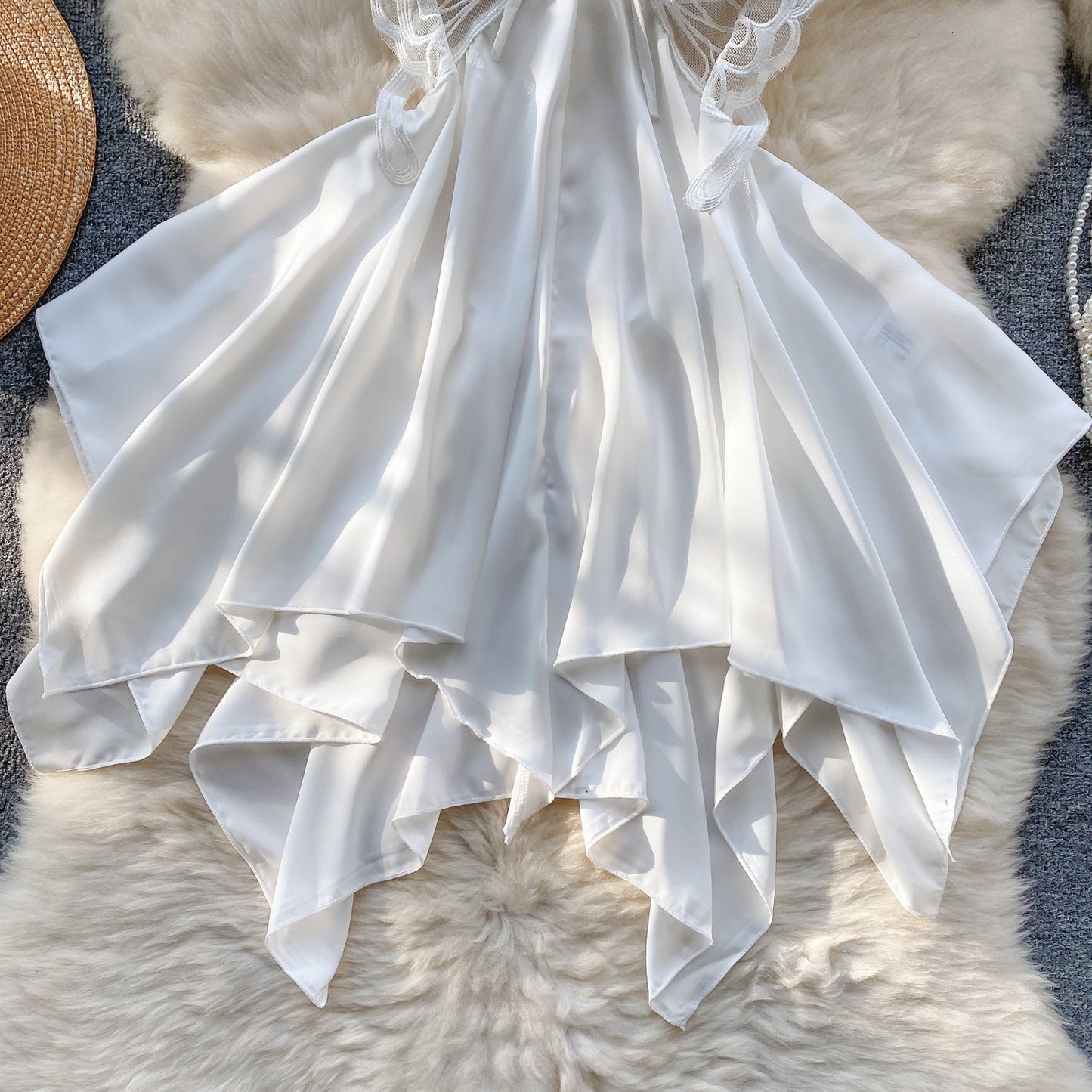 Elegant Butterfly-Inspired Halter Neck Satin Dress with Lace Bodice image 5