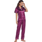Women's Silk Satin Pyjama Set in Regal Purple – Short Sleeve image 4