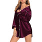 Satin Long Sleeve Sleep Nightshirt Pajama Top Wineberry image 0