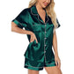 Women's Satin Pajama Short Sleeve Green top and Shorts Set image 4