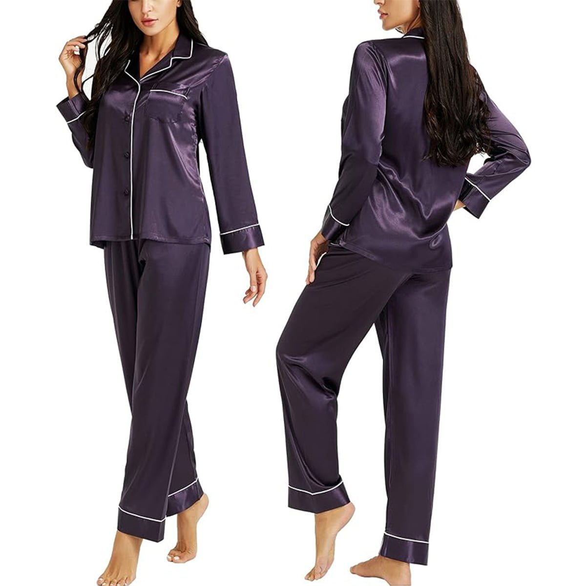 Women's Full Sleeve Silk Satin Pajama Set image 2