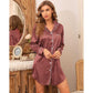 Satin Long Sleeve Sleep Nightshirt Pajama Top Nostalgia Rose image 2