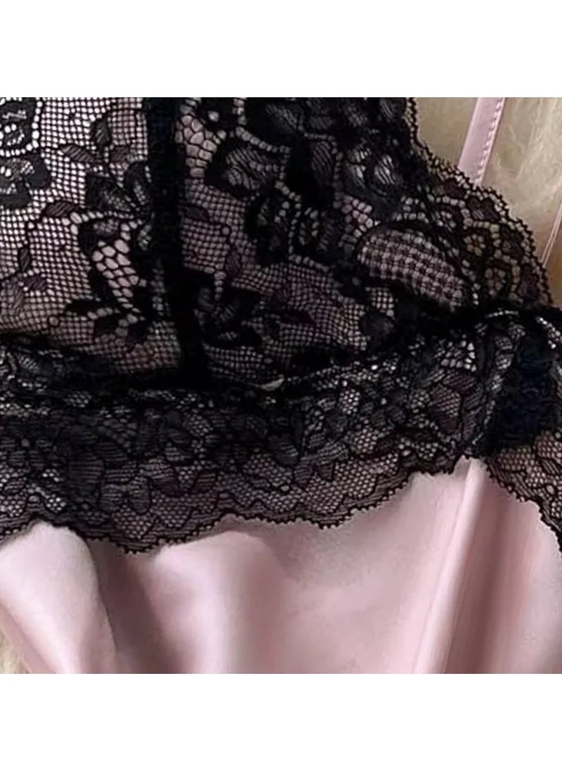 Belted Sleeveless Satin Short Dress Nightgown image 3