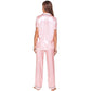 Women's Sleepwear Striped Satin Short Sleeve Shirt and Pants Pajama Set image 6