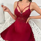 Women's Burgundy Lace Nightdress – Elegant V-Neck Sleeveless Sleepwear image 4
