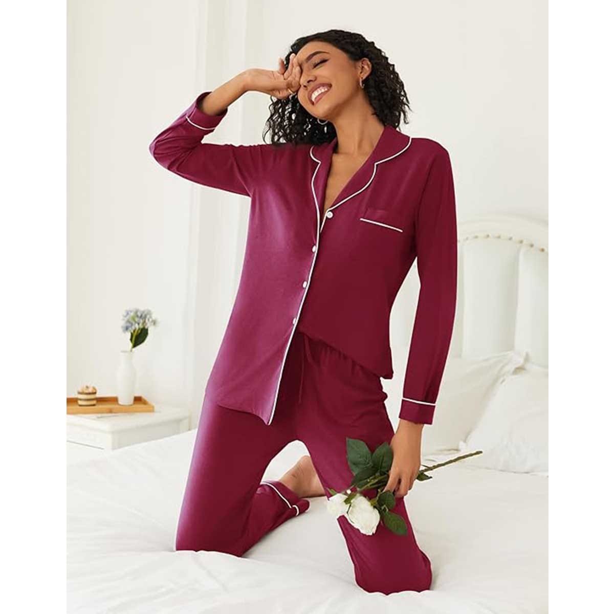 Soft Cotton Pajama Set Red image 5