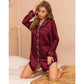 Satin Long Sleeve Sleep Nightshirt Pajama Top Wine Red image 3
