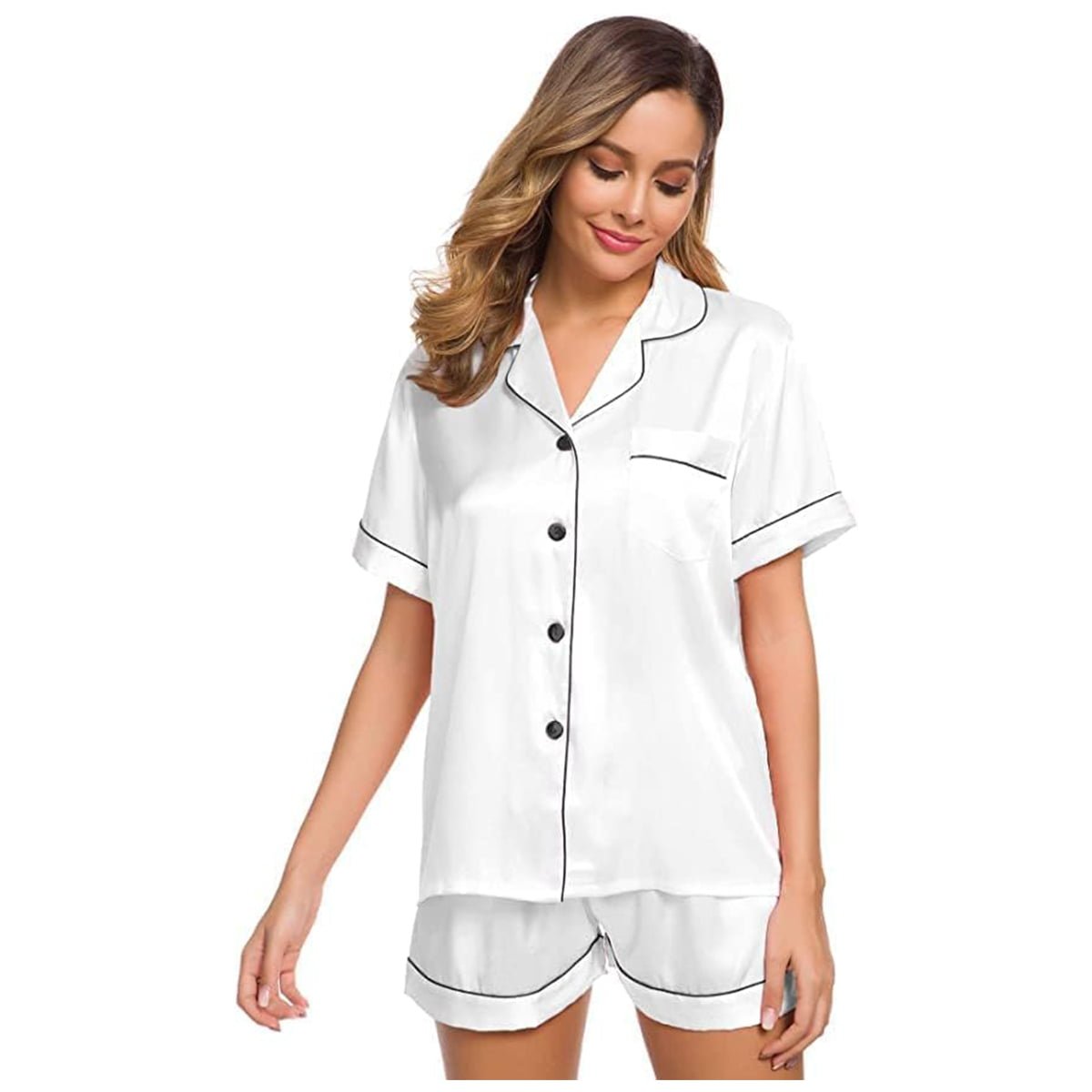 Satin Pajama Short Sleeve top and Shorts Set image 3