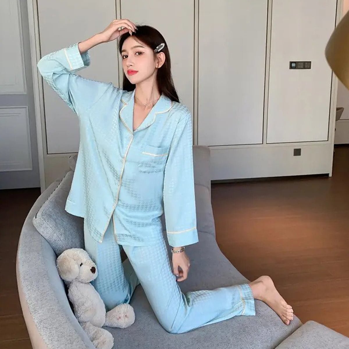 Luxury Redefined: Indulge in Unmatched with Our High-End Satin Silk Pajama Set image 4