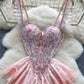 Floral Lace Mesh Bodice Dress with Pleated Skirt and Adjustable Straps image 1