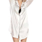 Satin Long Sleeve Sleep Nightshirt Pajama Top White image 5