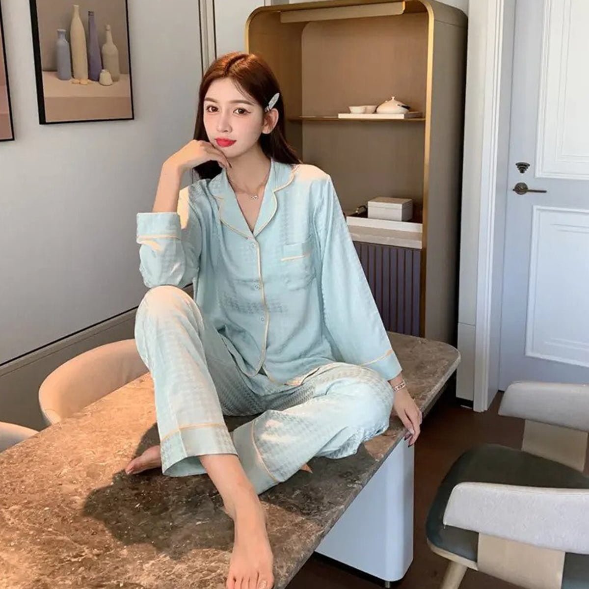 Luxury Redefined: Indulge in Unmatched with Our High-End Satin Silk Pajama Set image 5