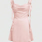Summer Solid Color Pleated Ruffle Hem Open Back Satin Strap Dress – Elegant and Breezy Sleeveless Style image 1