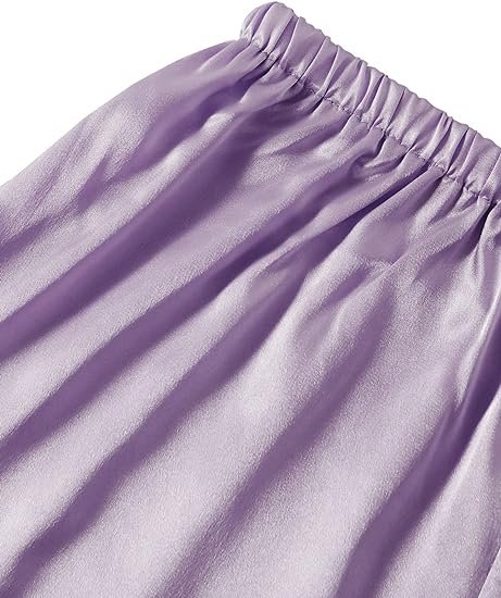 Women’s Satin Pajama Short Sleeve Purple top and Shorts Set image 3