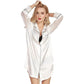 Satin Long Sleeve Sleep Nightshirt Pajama Top White image 3