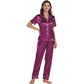 Women's Silk Satin Pyjama Set in Regal Purple – Short Sleeve image 2