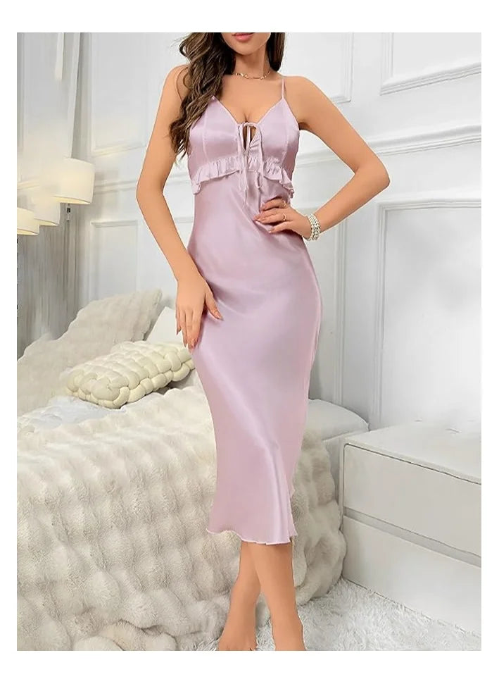 Women's Light Nightdress Halter Style – Breathable and Comfortable Sleeveless Dress for Relaxation and Sleep image 0