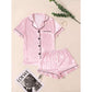 Women's Satin Pajama Short Sleeve Pink top and Shorts Set image 5